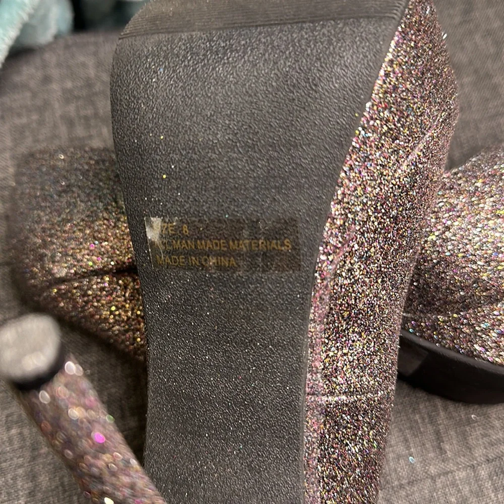 Charlotte Russe multicolored glitter, size 8 platform heel